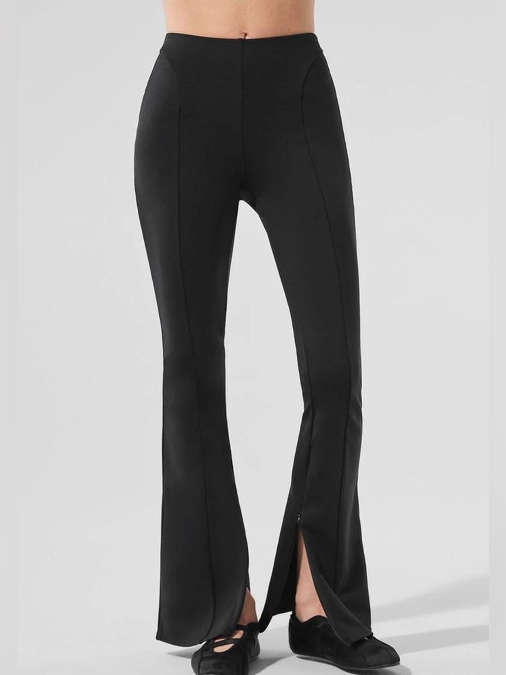 Alo High Waist 7/8 Zip It Flare Legging, Size Medium, Black